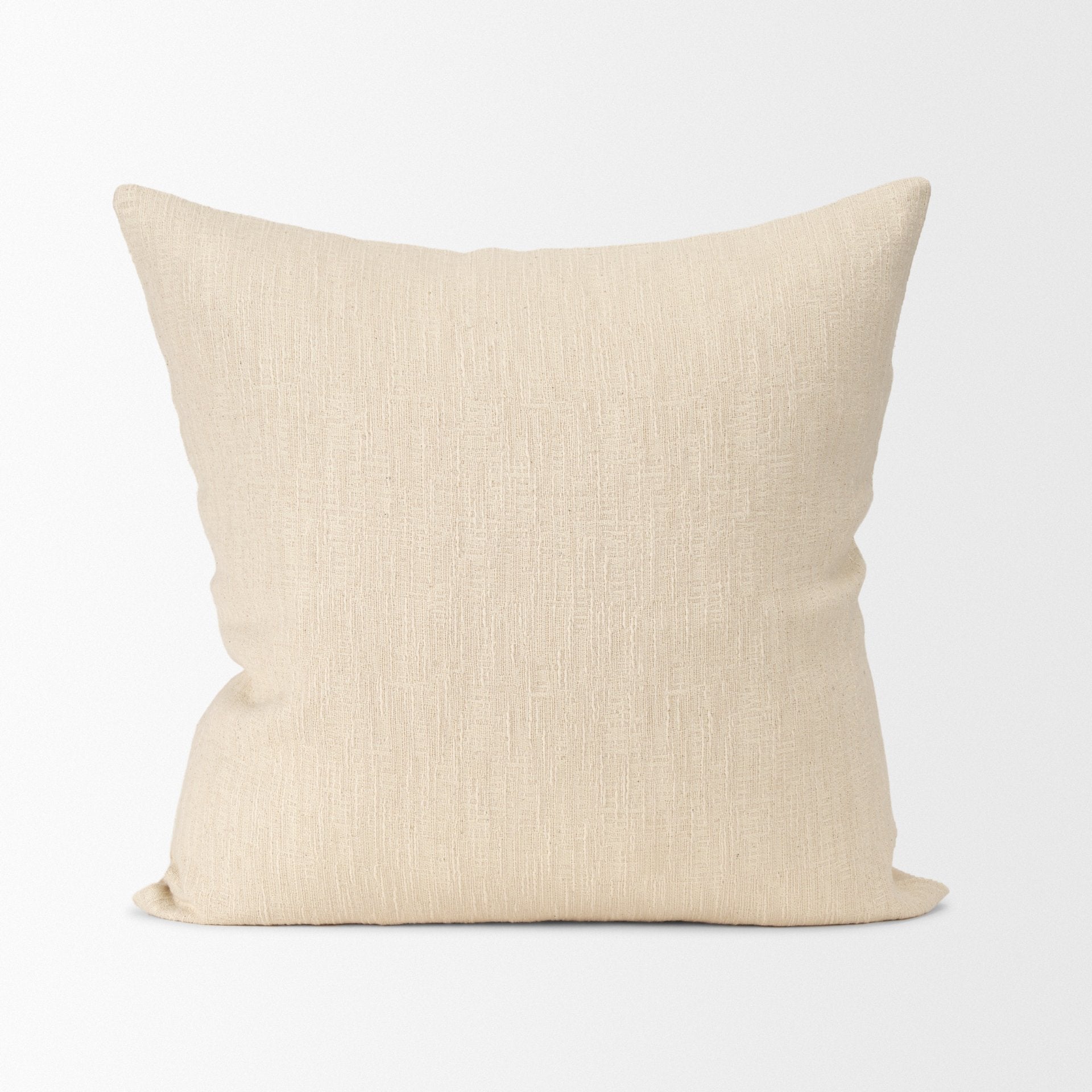 Jenner Cream Cotton - Linen Blend Decorative Square Pillow Cover - Central Designs