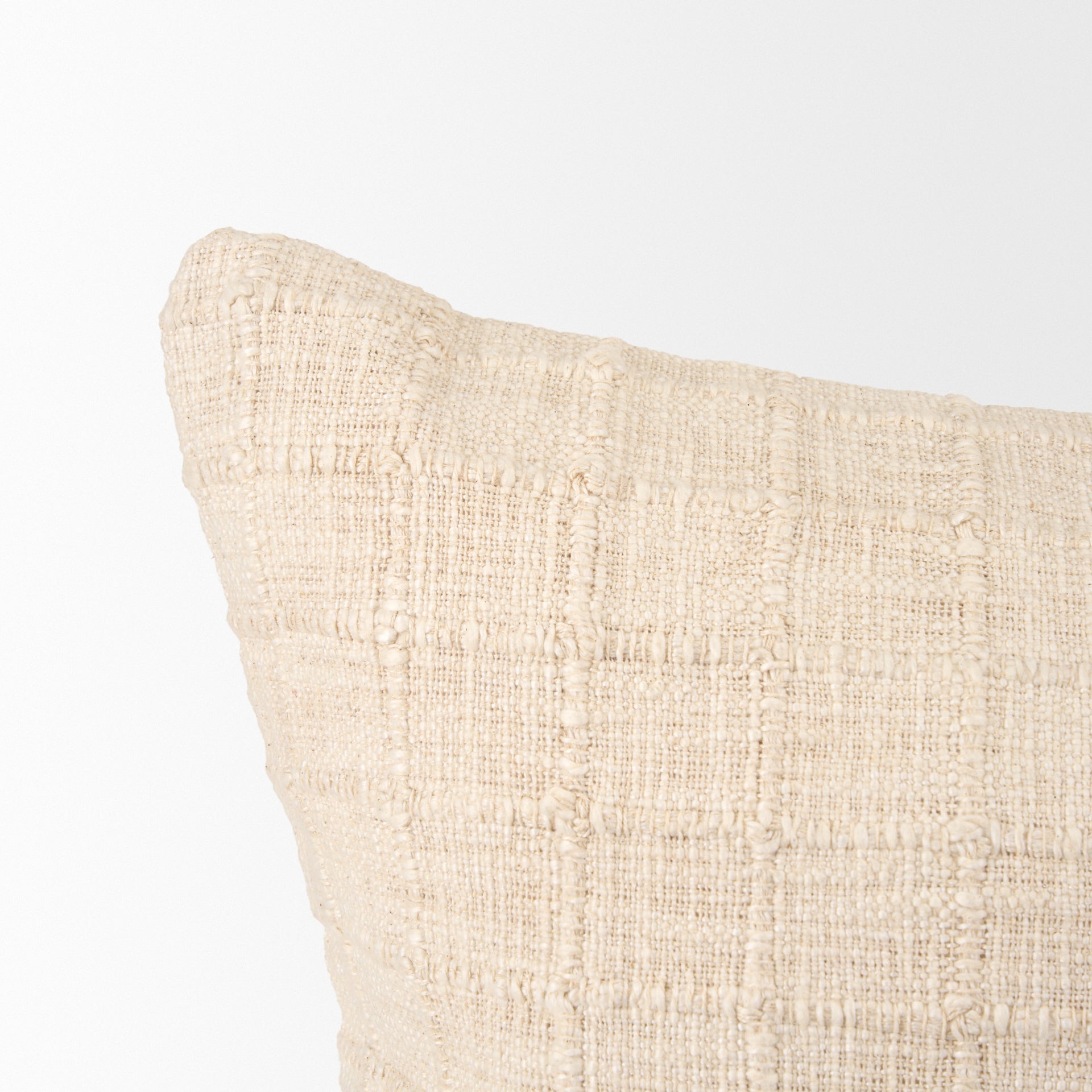 Jacory Cream Checker Textured Decorative Lumbar Pillow Cover - Central Designs