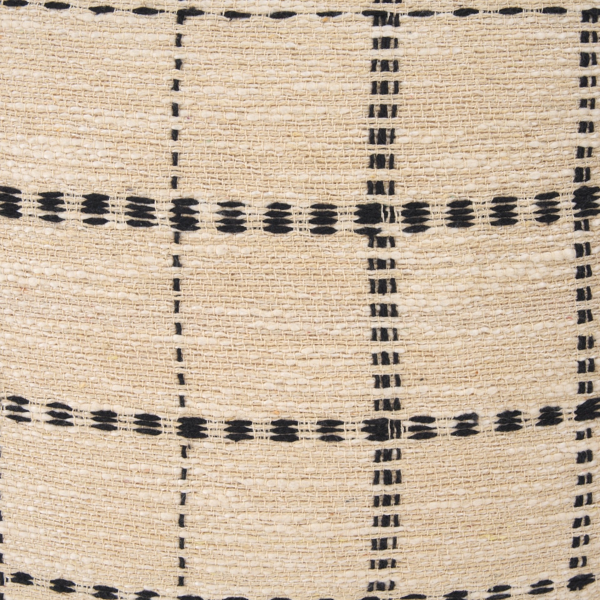 Jaela Beige and Black Striped Checkered Decorative Lumbar Pillow Cover - Central Designs
