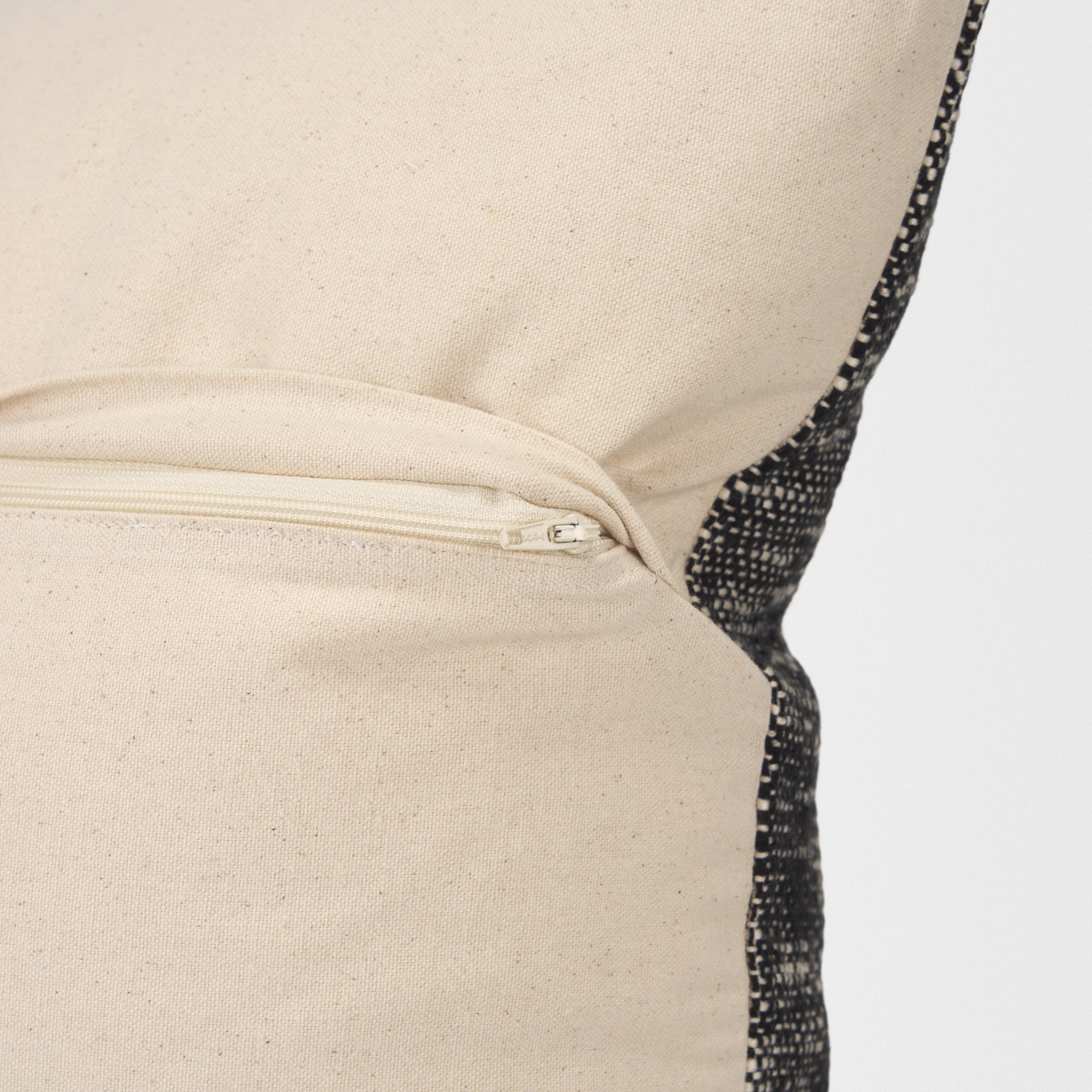 Jalia Cream and Black Cotton Decorative Lumbar Pillow Cover - Central Designs