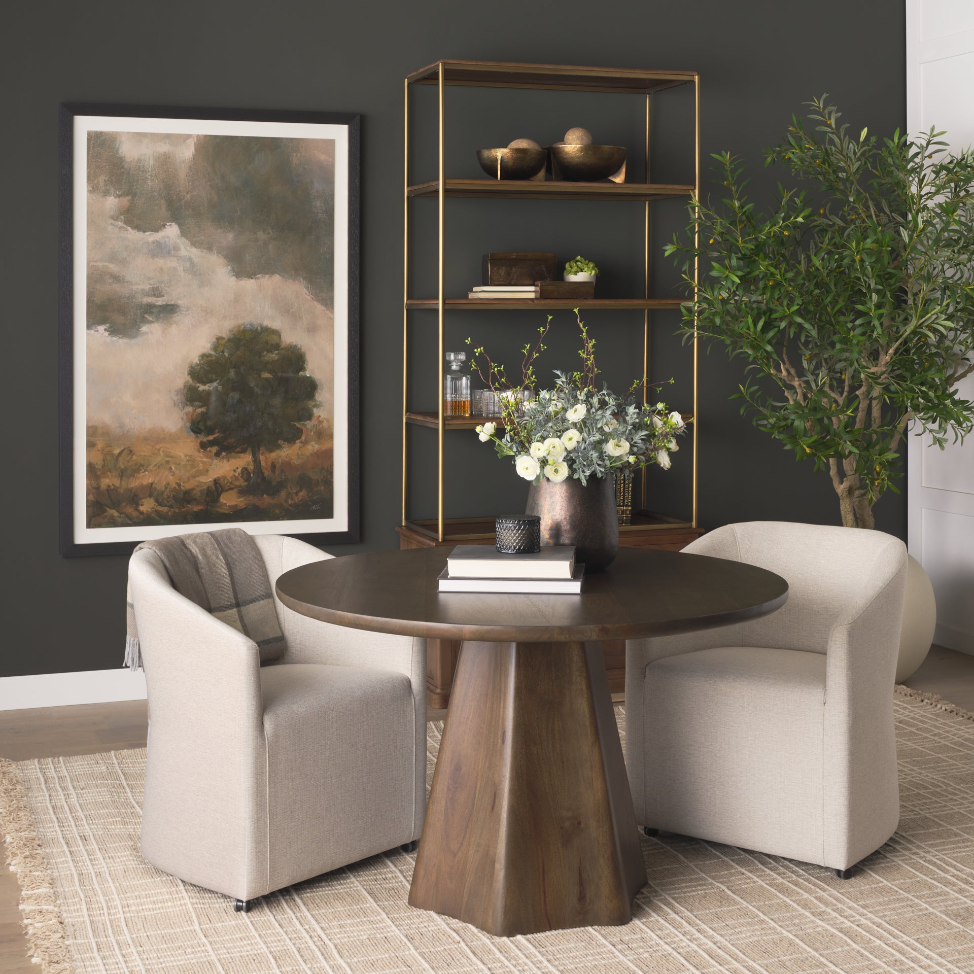 Jovani 48" Solid Dark Brown Mango Wood Round Dining Table - Central Designs