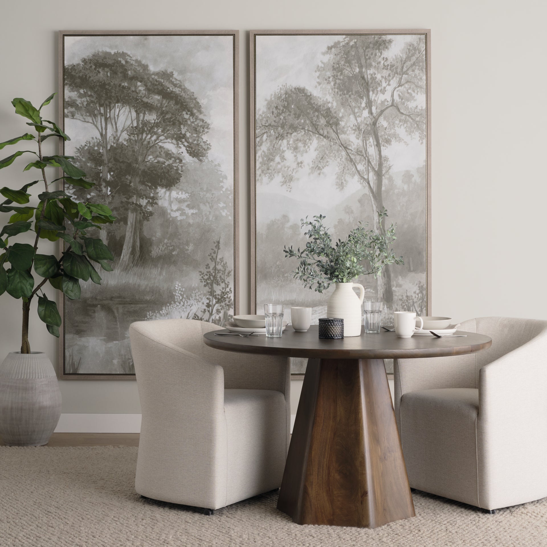 Jovani 48" Solid Dark Brown Mango Wood Round Dining Table - Central Designs