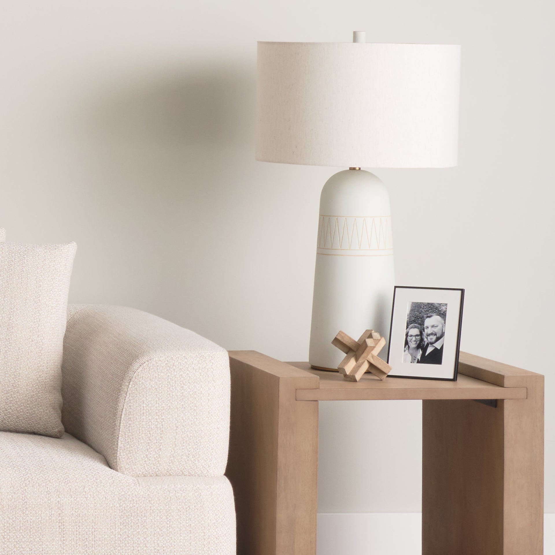 Javier 18.0L x 18.0W x 30.75H Light Base W/Cream Shade Table Lamp - Central Designs