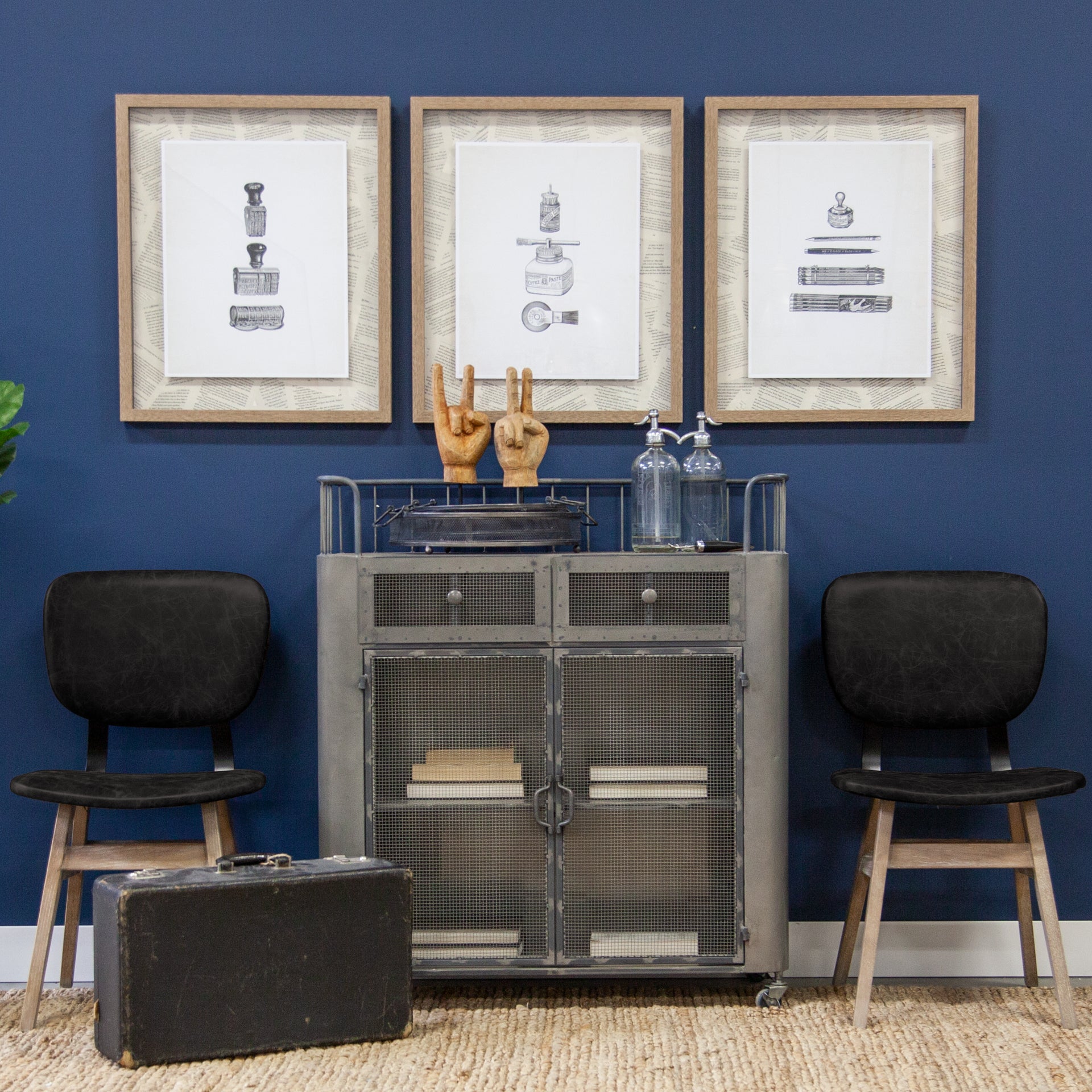 Haden I Black Faux - Leather Wrap Brown Solid Wood and Iron Base Dining Chair - Central Designs
