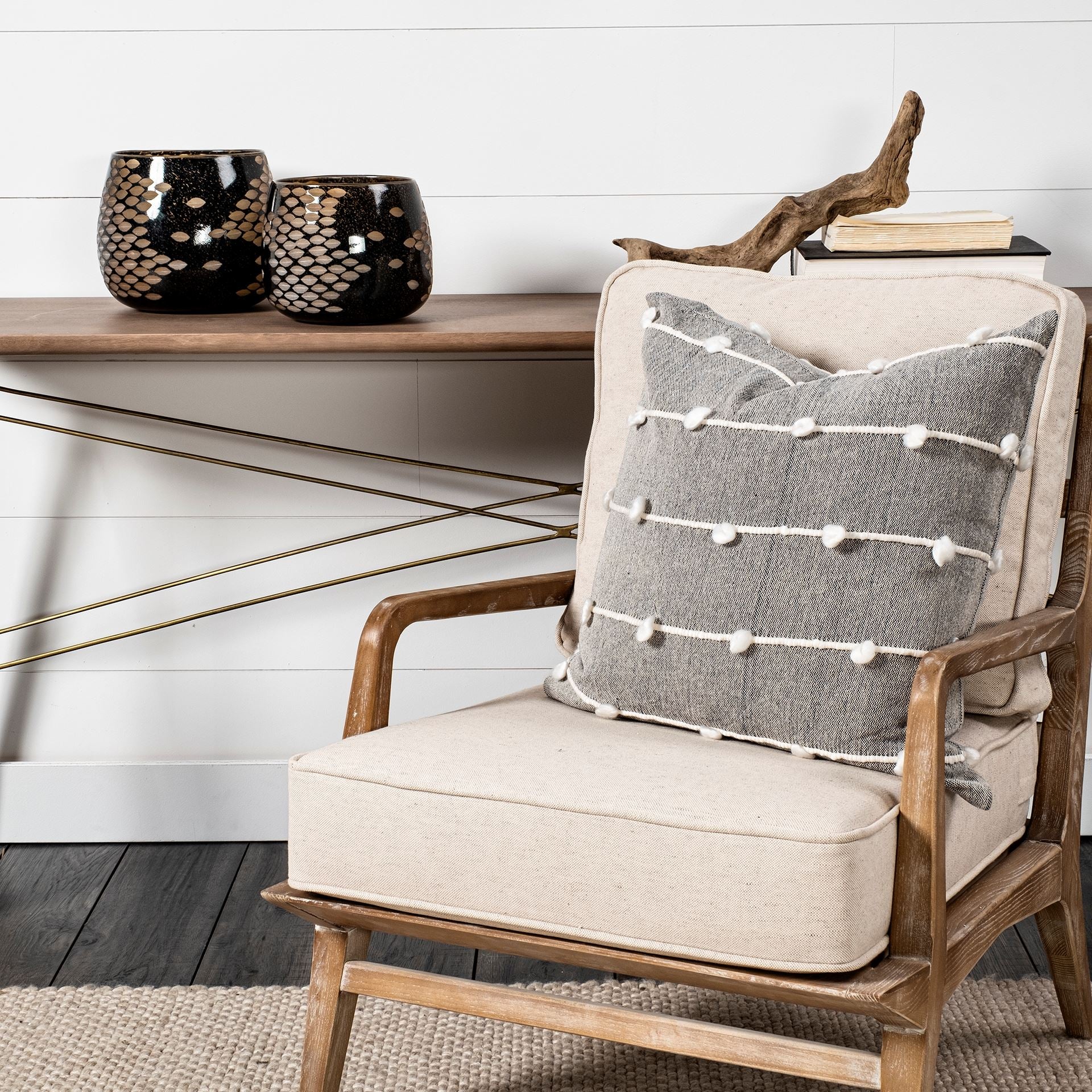 Mojave Small Black and Gold Detail Glass Vase - Central Designs