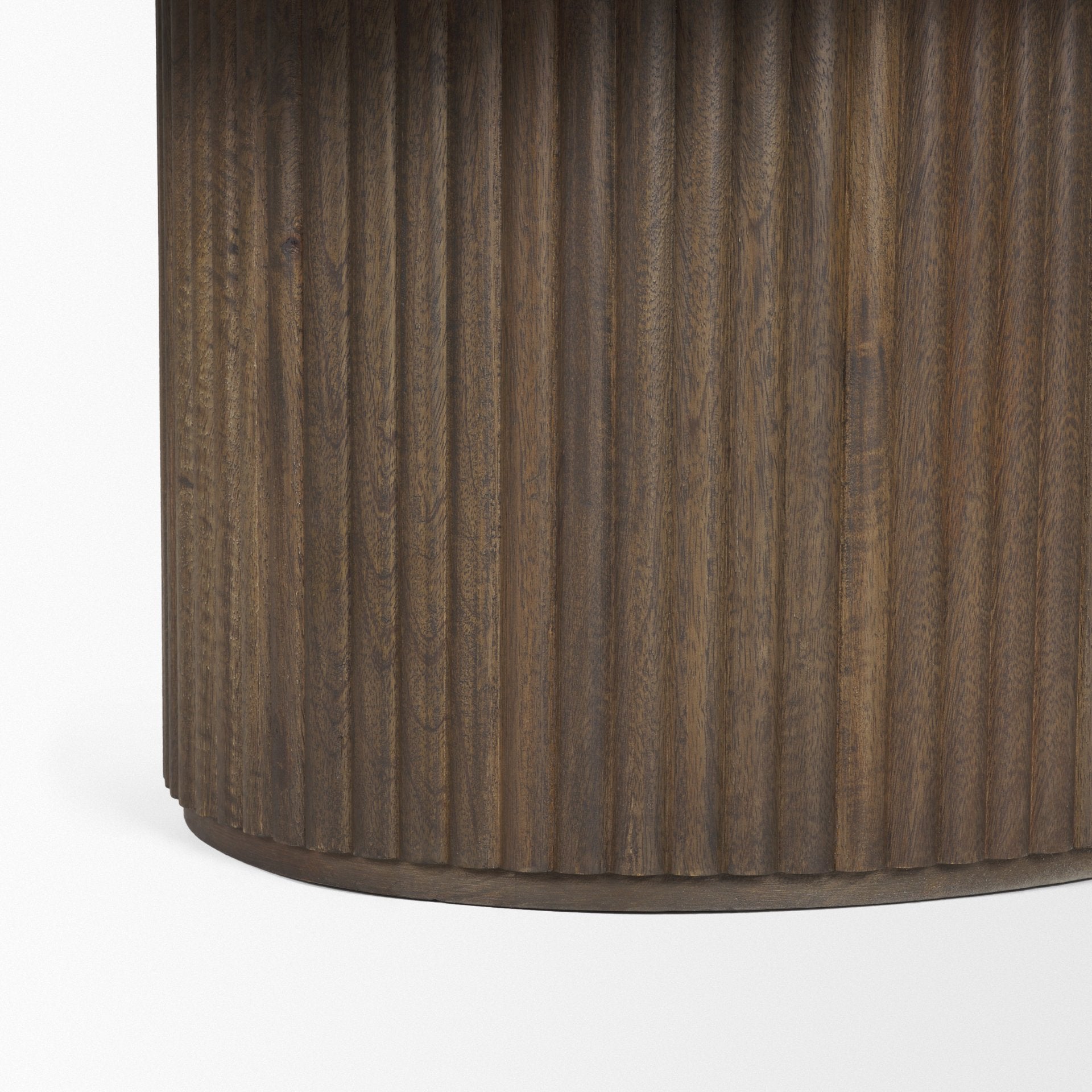 Terra 48L x 28W x 15H Dark Brown Wood Oval Fluted Coffee Table - Central Designs