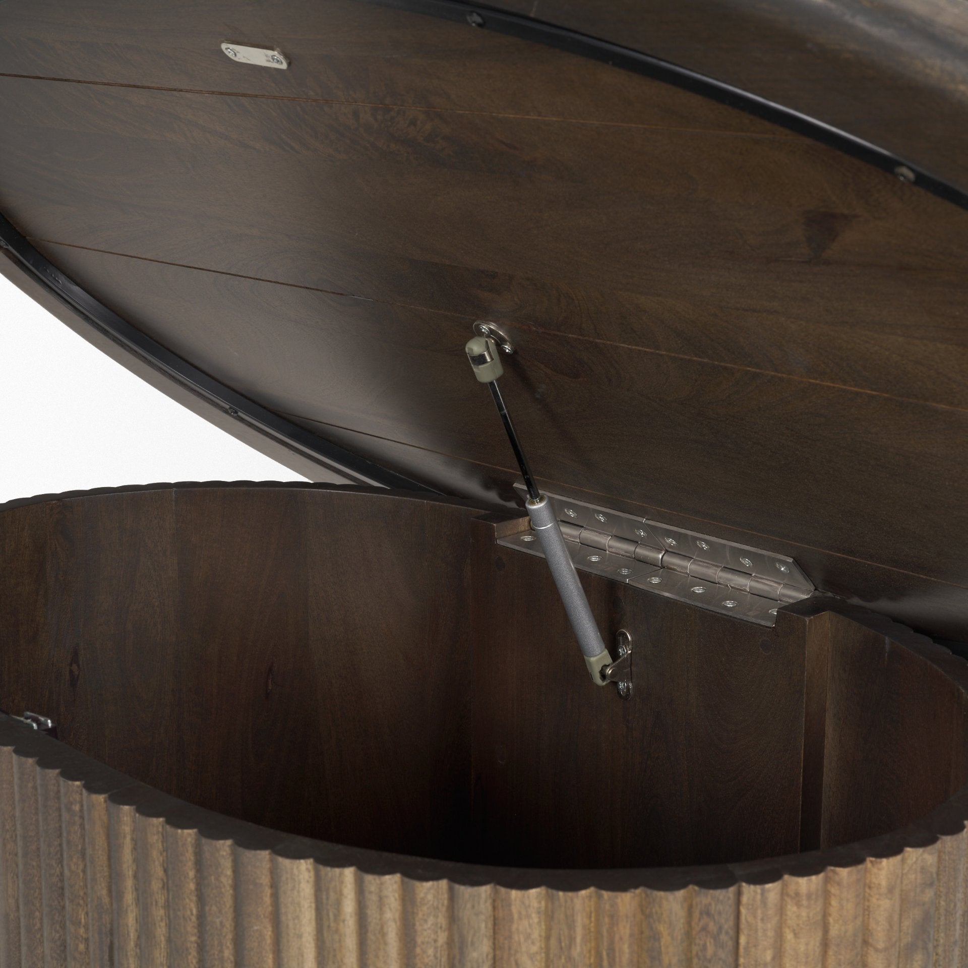 Terra 48L x 28W x 15H Dark Brown Wood Oval Fluted Coffee Table - Central Designs