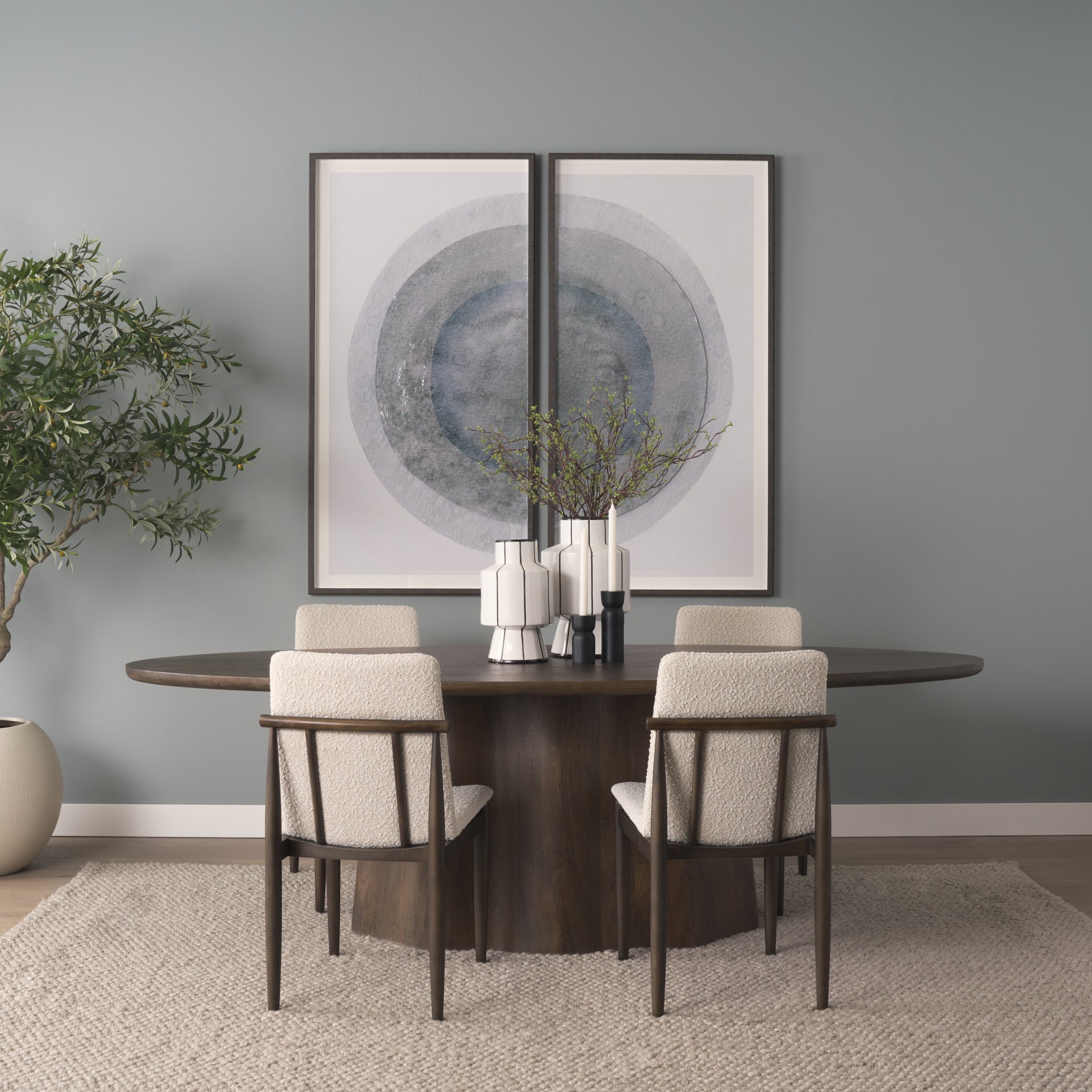 Jovani 94" Solid Dark Brown Mango Wood Oval Dining Table - Central Designs