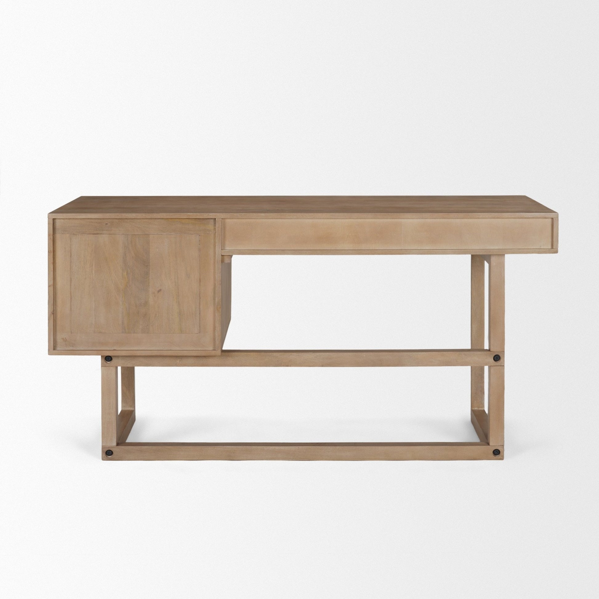 Grier 60" Light Brown Solid Wood W/Cane Office Desk - Central Designs