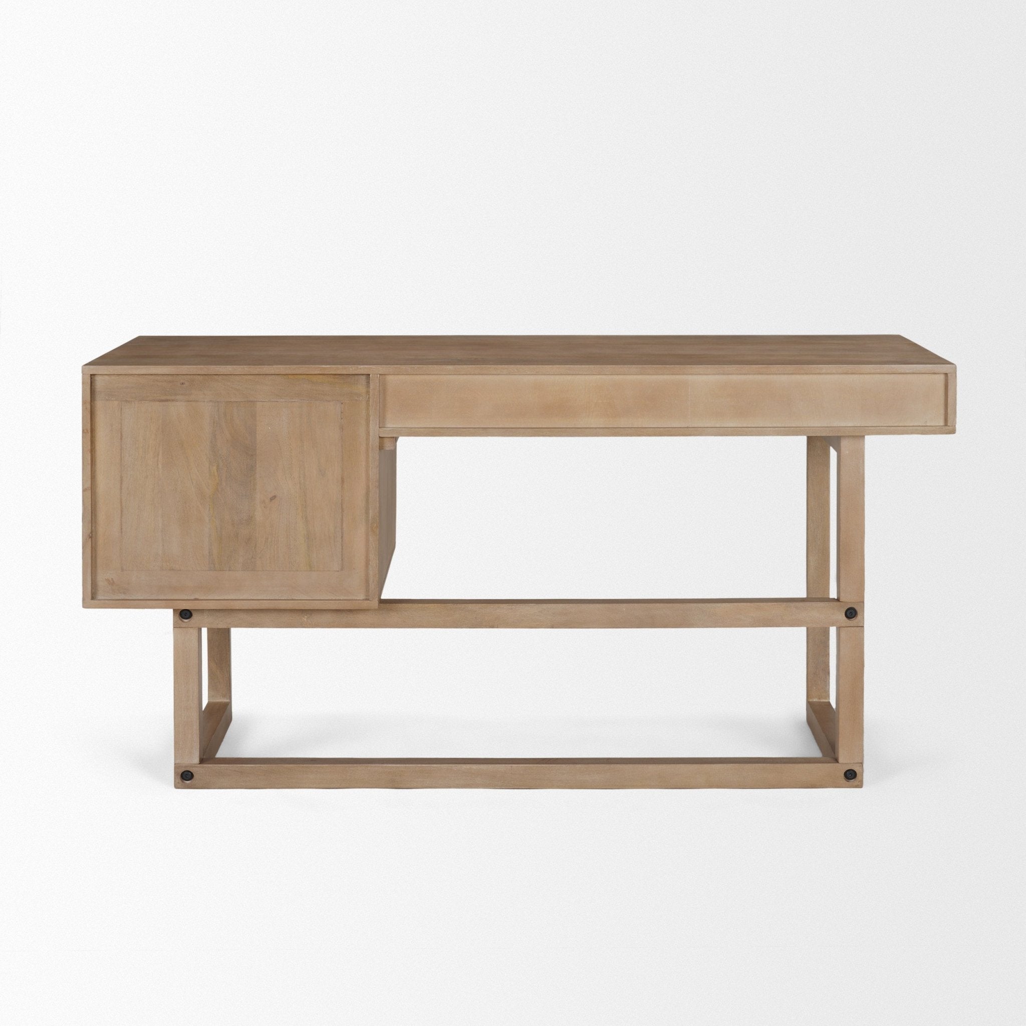 Grier 60" Light Brown Solid Wood W/Cane Office Desk - Central Designs