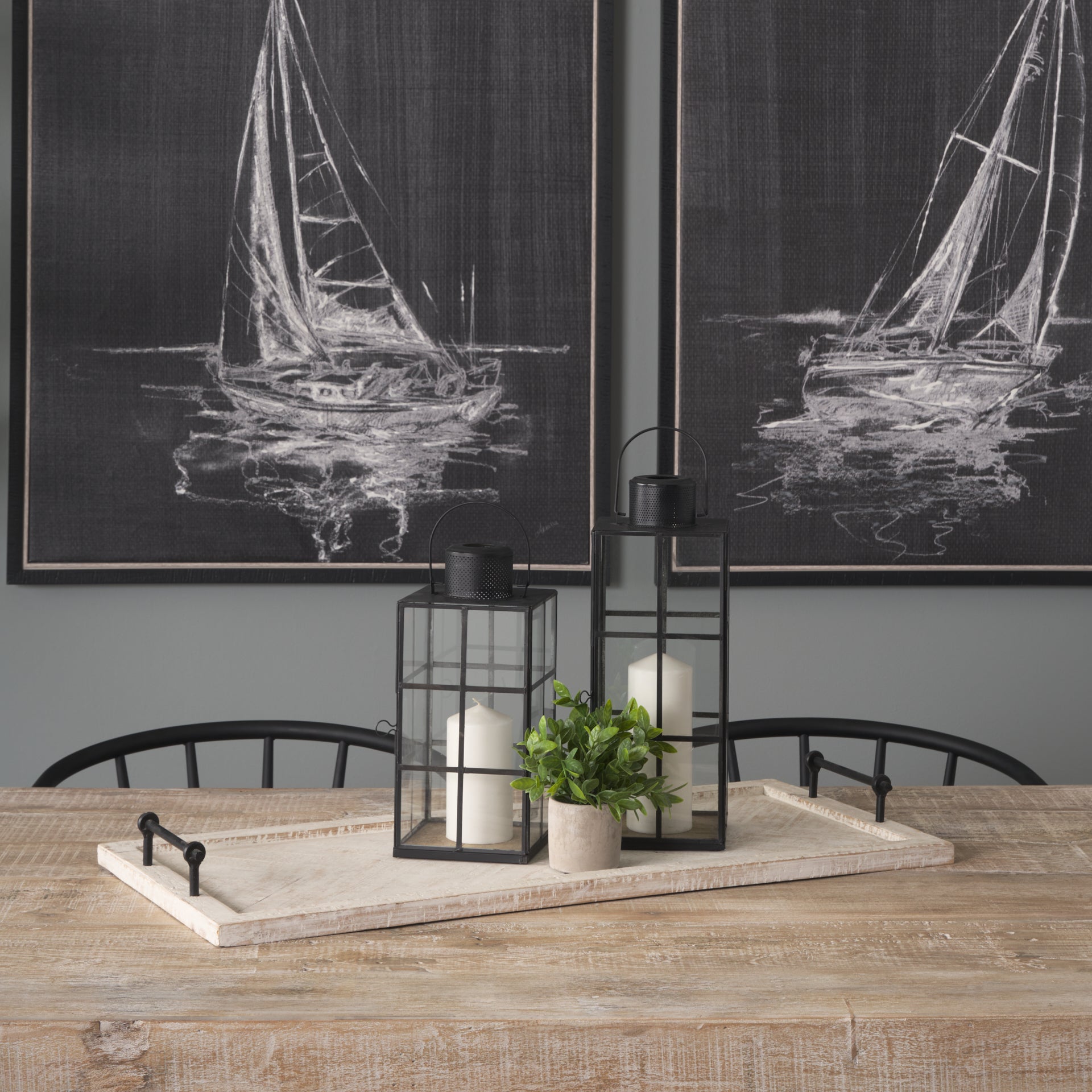 Alfred 35L x 16W Natural Wooden Herringbone Rectangular Tray - Central Designs