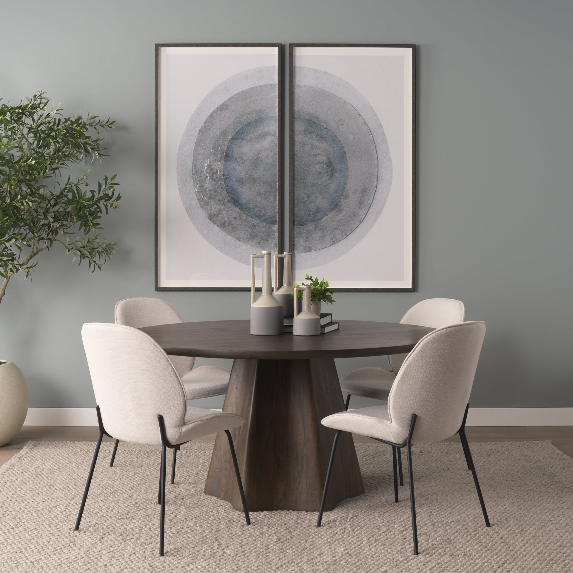 Jovani 60" Solid Dark Brown Mango Wood Round Dining Table - Central Designs