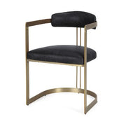 Hollyfield II Black Leather Seat Gold Iron Frame Dining Chair - Central Designs