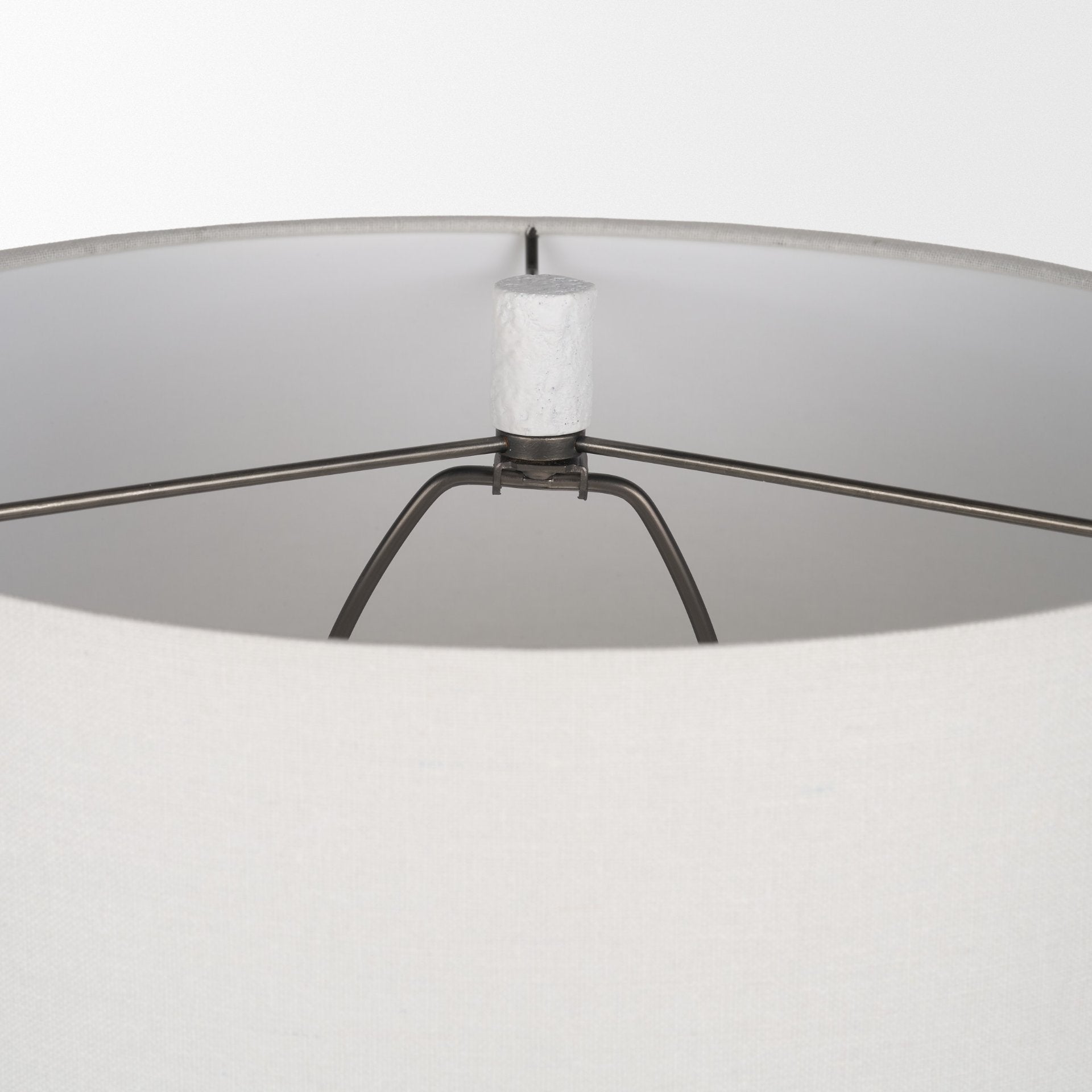 Everly 15.0L x 15.0W x 27.5H White Cement W/Beige Shade Table Lamp - Central Designs