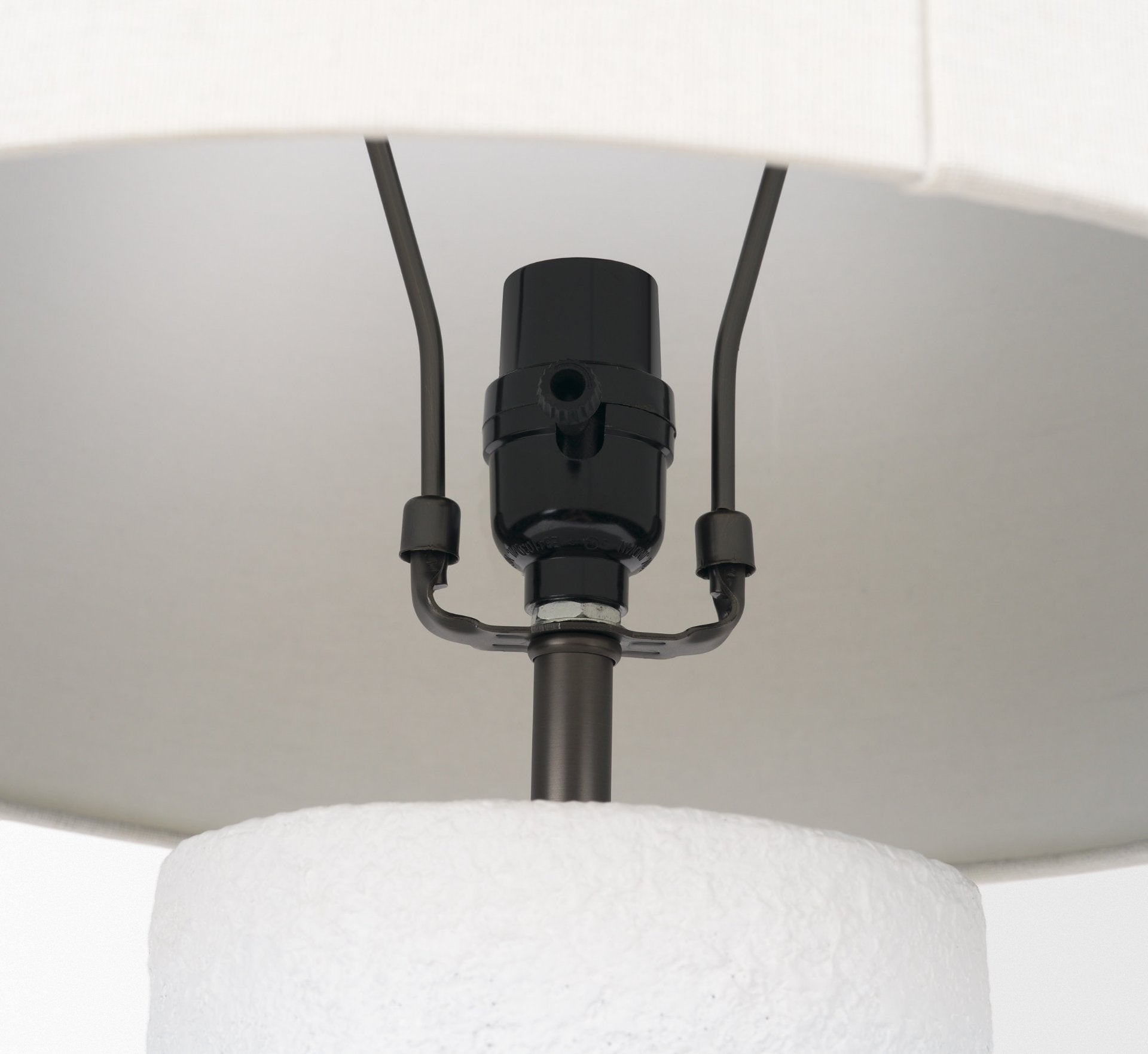 Everly 15.0L x 15.0W x 27.5H White Cement W/Beige Shade Table Lamp - Central Designs