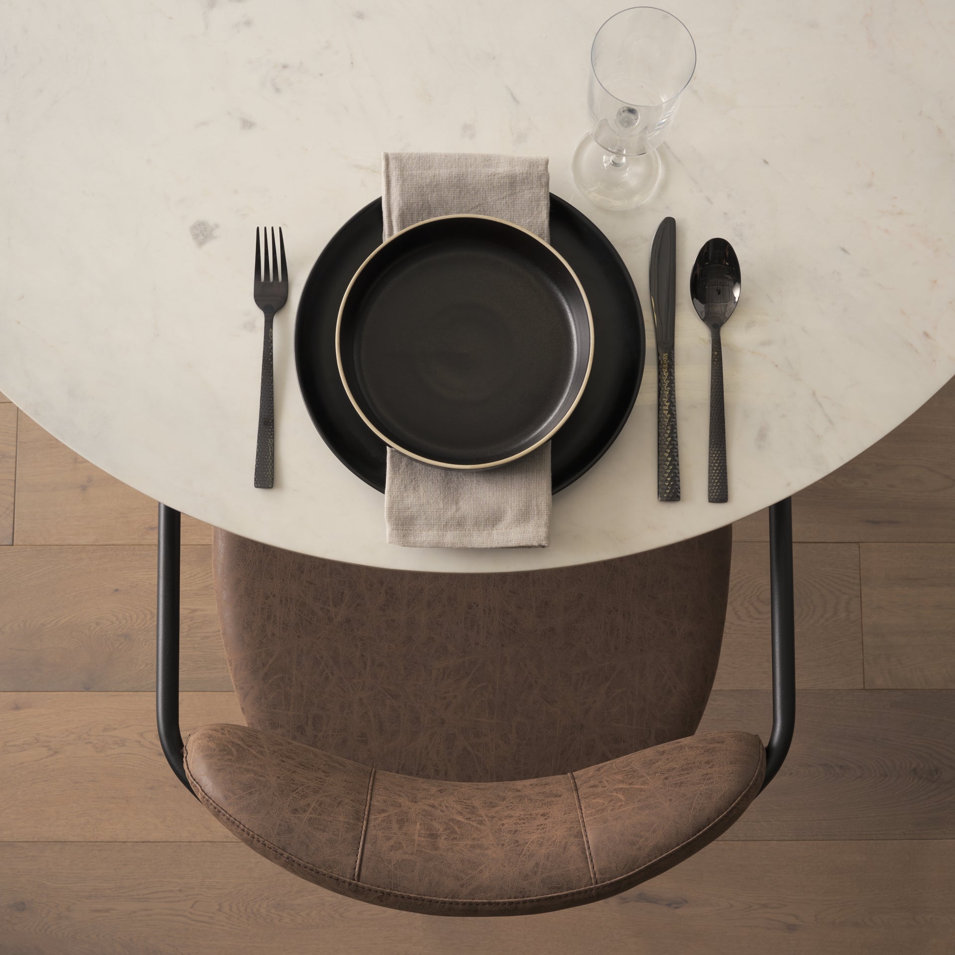 Parker Muted Brown Faux Leather w/ Black Metal Dining Chair - Central Designs