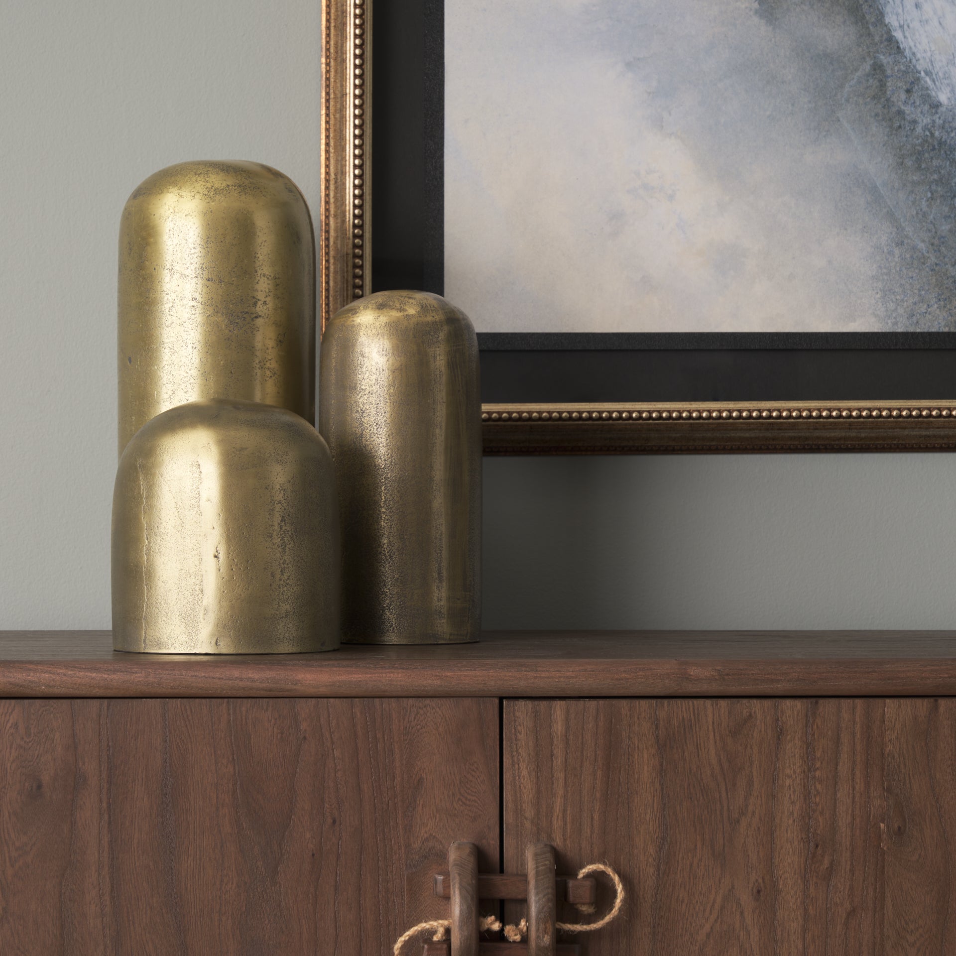 Quonset Extra Tall Brass Finished Aluminum Metal Pillar Object - Central Designs