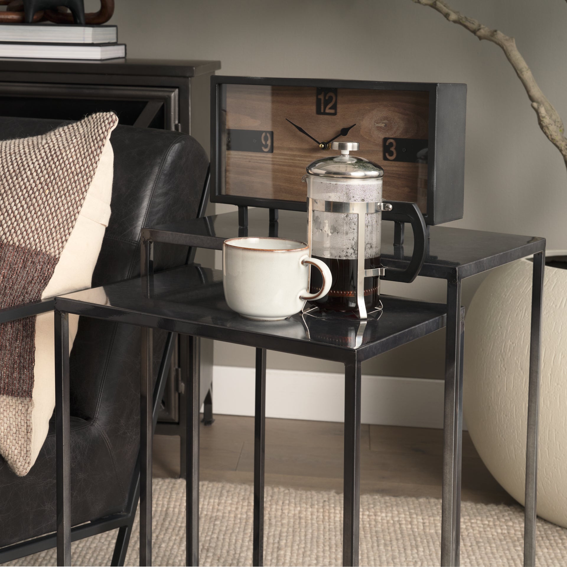 Kasey (Set of 2) 17.7L x 12.6W x 24.4H Galvanized Metal Nesting Accent Tables - Central Designs