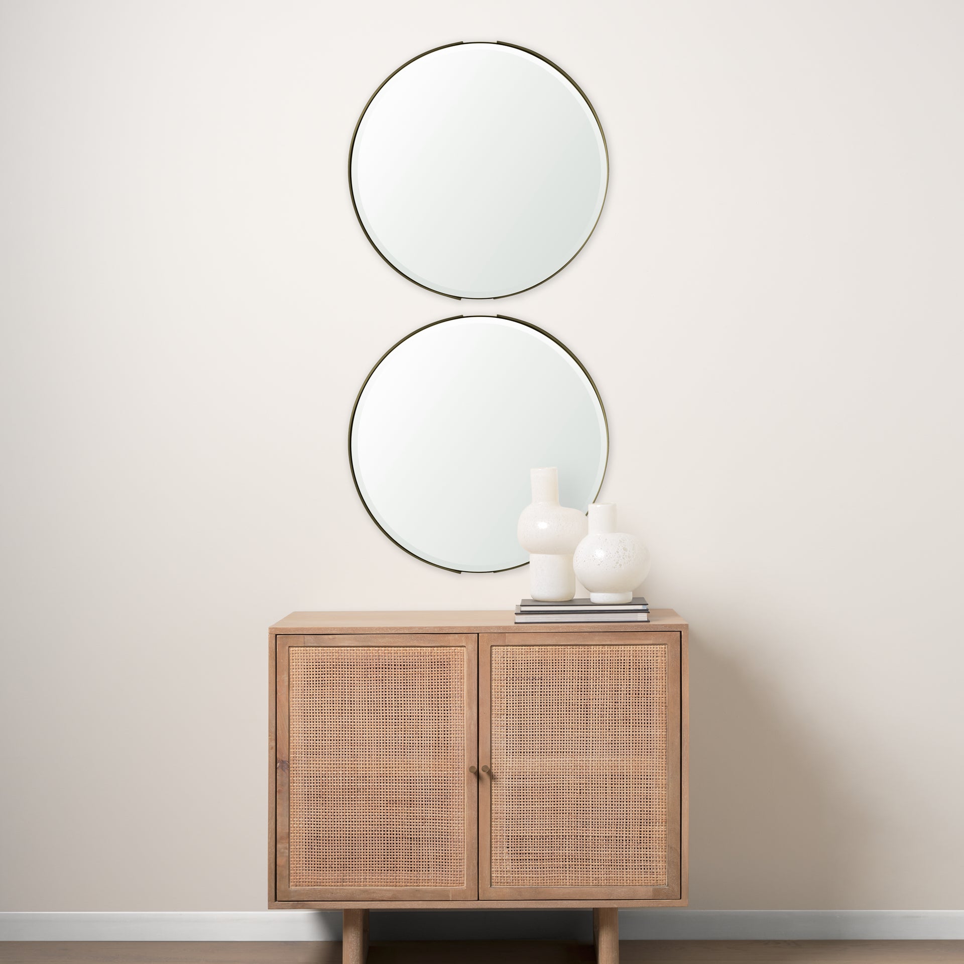 Adrianna 24.4" Gold Metal Round Mirror - Central Designs