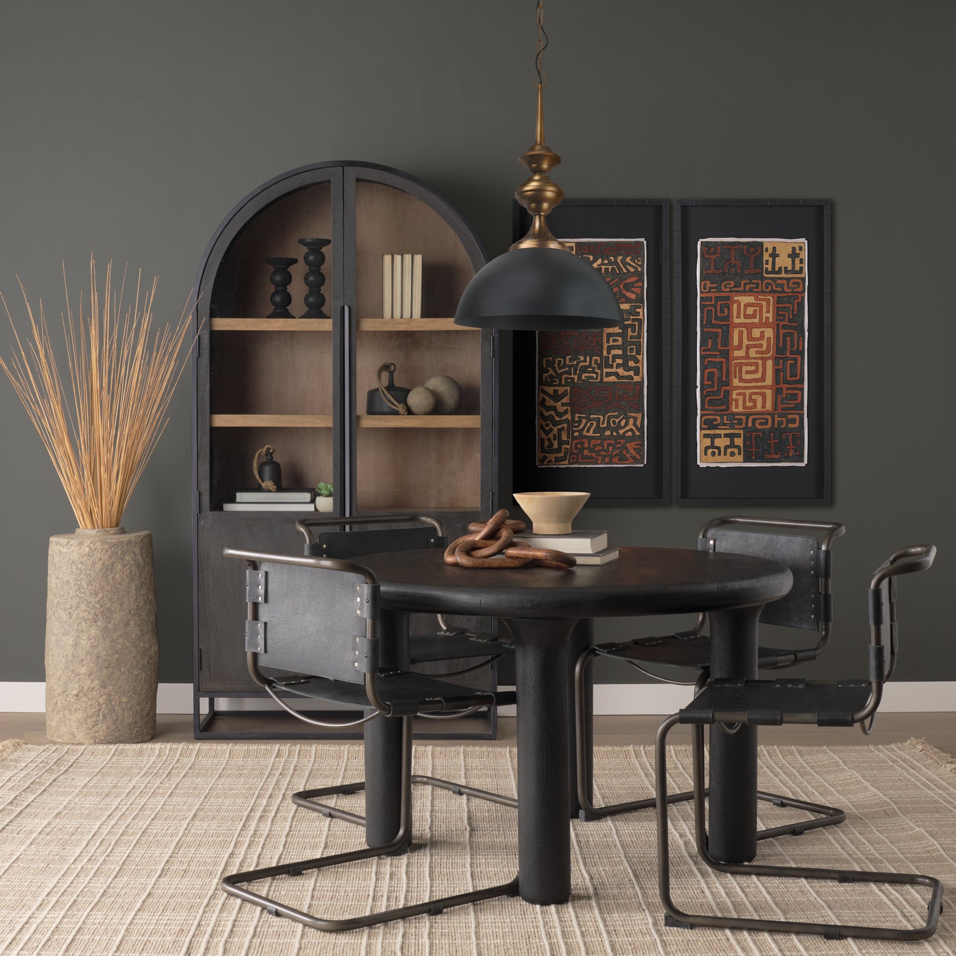 Willson 17.0L x 17.0W x 29.0H Black Iron W/Antique Brass Dome Pendant Light - Central Designs