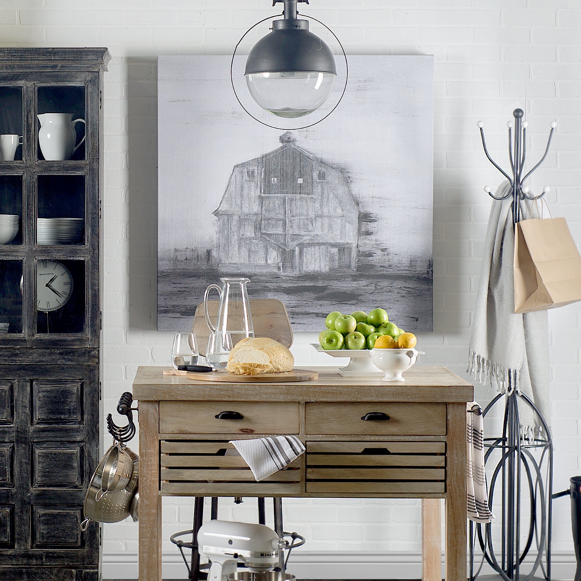 Barn House in Wind II by Mercana Studio a Hand Embellished Textured Canvas