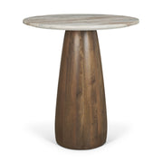 Allyson 32" Round Medium Brown Wood w/ Pink Marble Top Bistro Table - Central Designs