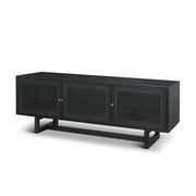 Grier 65" Black Solid Wood W/ Black Cane Media Console - Central Designs
