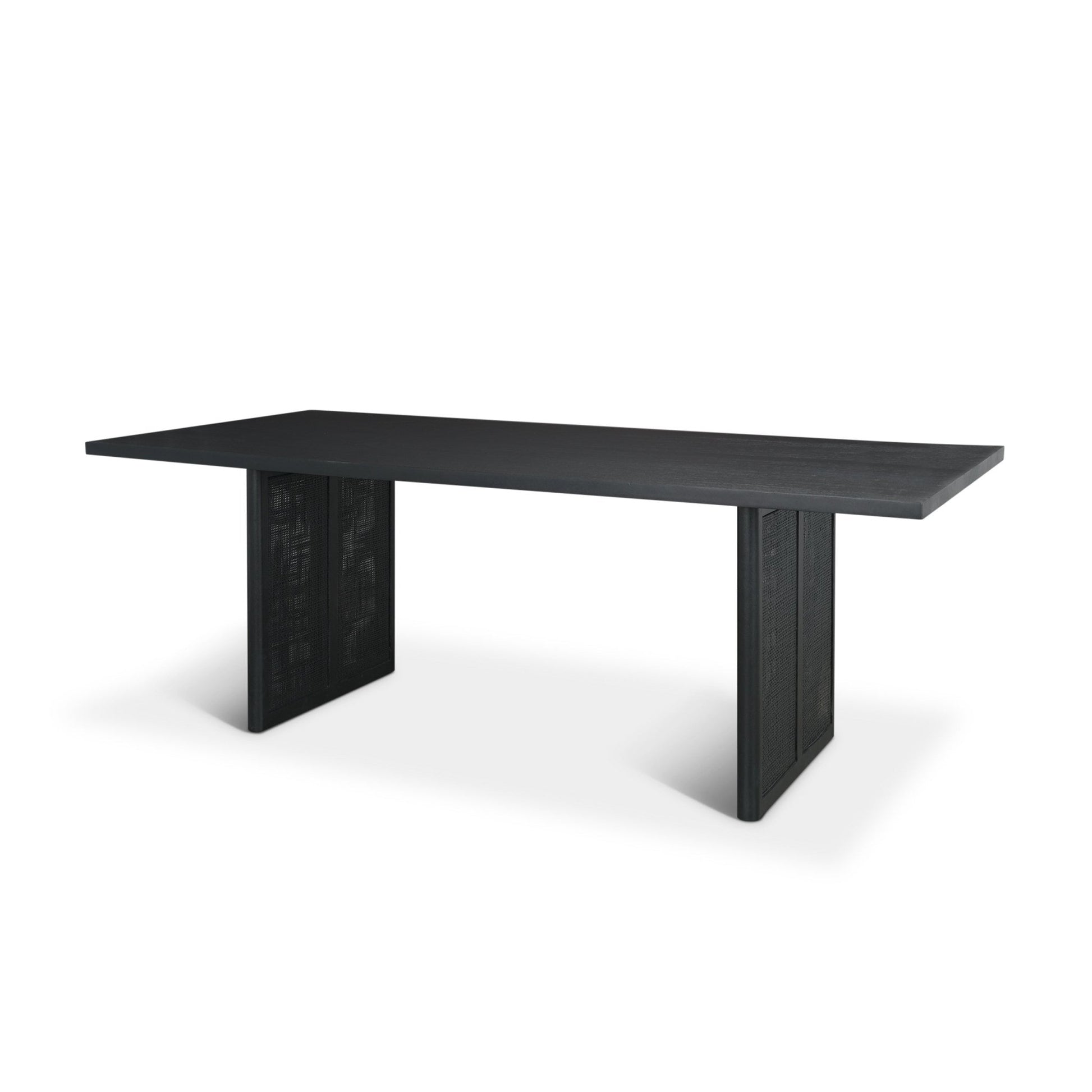 Grier 84" Black Wood w/ Black Cane Dining Table - Central Designs