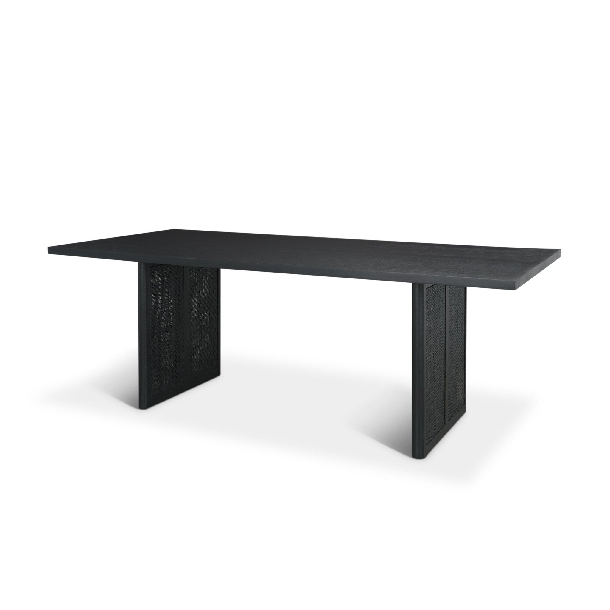 Grier 84" Black Wood w/ Black Cane Dining Table - Central Designs