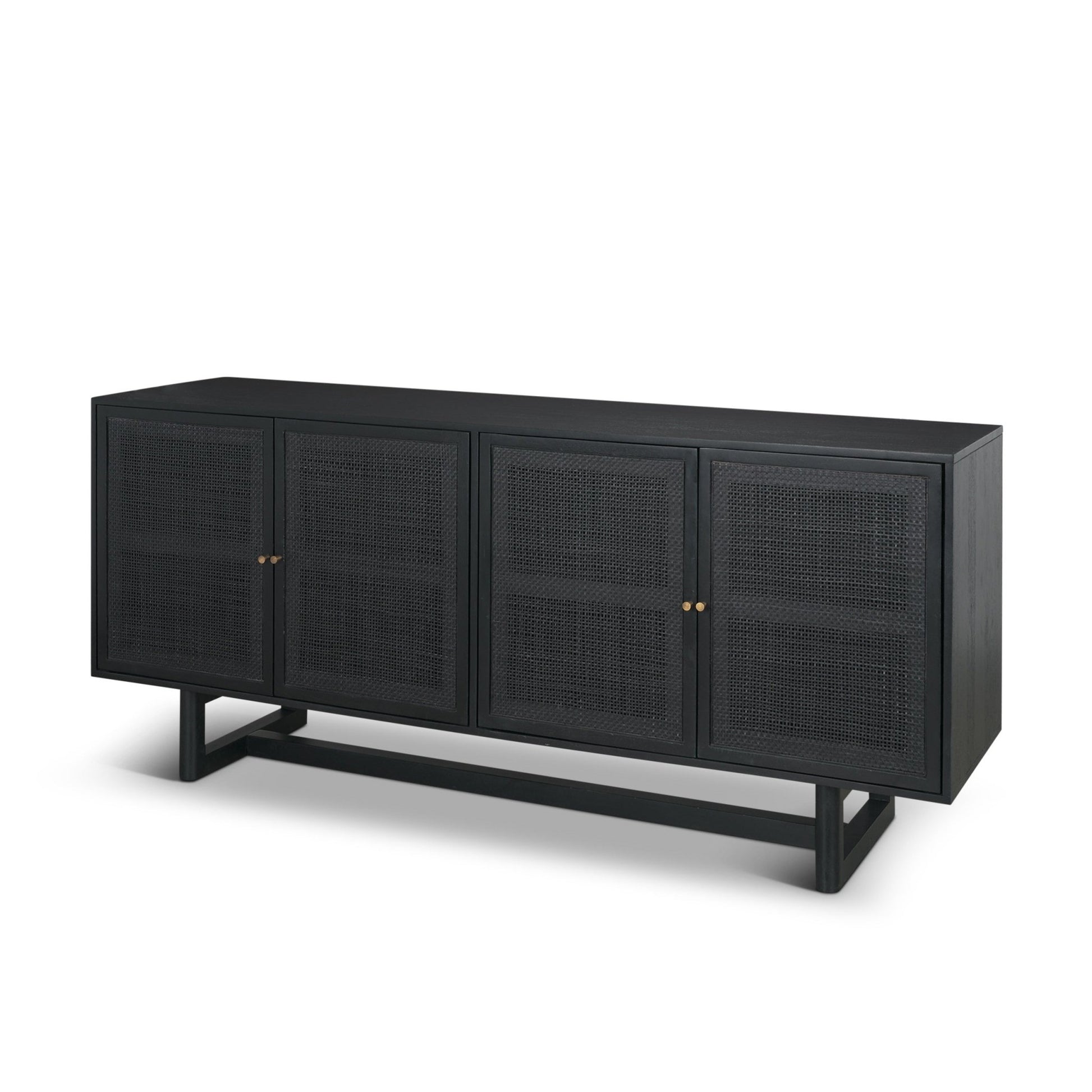 Grier 72" Black Wood W/ Black Cane Sideboard - Central Designs