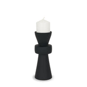 Odilia Small Smooth Matte Black Metal Geometric Pillar Candle Holder - Central Designs