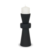 Odilia Large Smooth Matte Black Metal Geometric Pillar Candle Holder - Central Designs