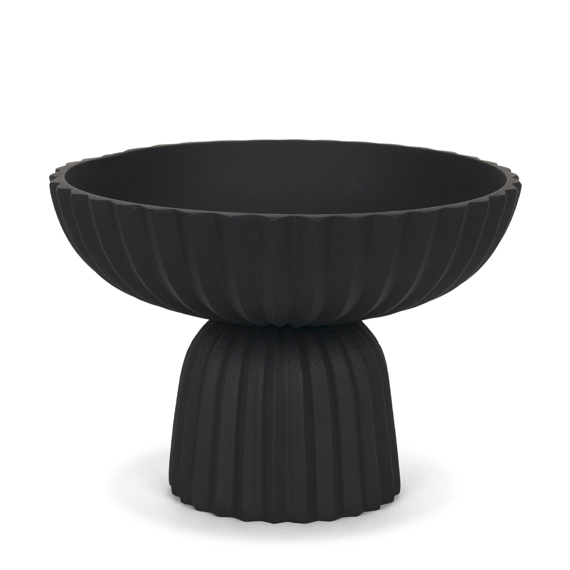 Ciaran Smooth Fluted Matte Black Metal Decorative Bowl - Central Designs