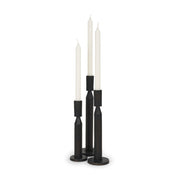 Declan Textured Matte Black Cast Metal Taper Candle Holder - Central Designs