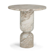 Nylah Solid Pink Marble Round Accent Table - Central Designs