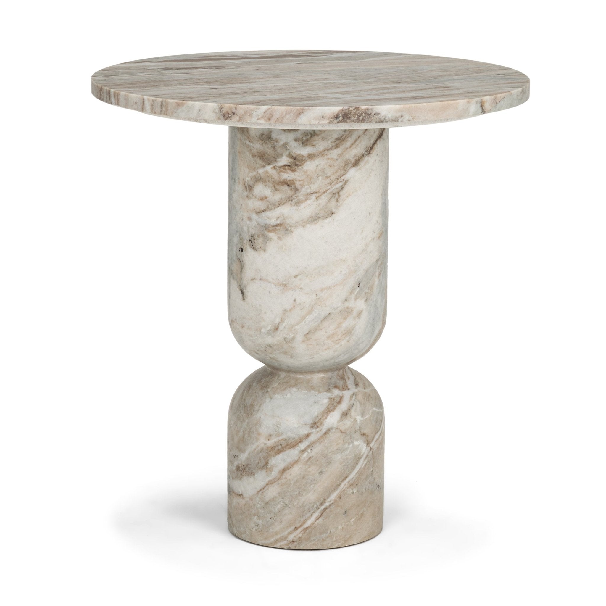 Nylah Solid Pink Marble Round Accent Table - Central Designs