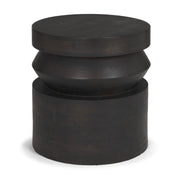 Rashama Dark Brown Wood Stacked Geometric Round Accent Table - Central Designs