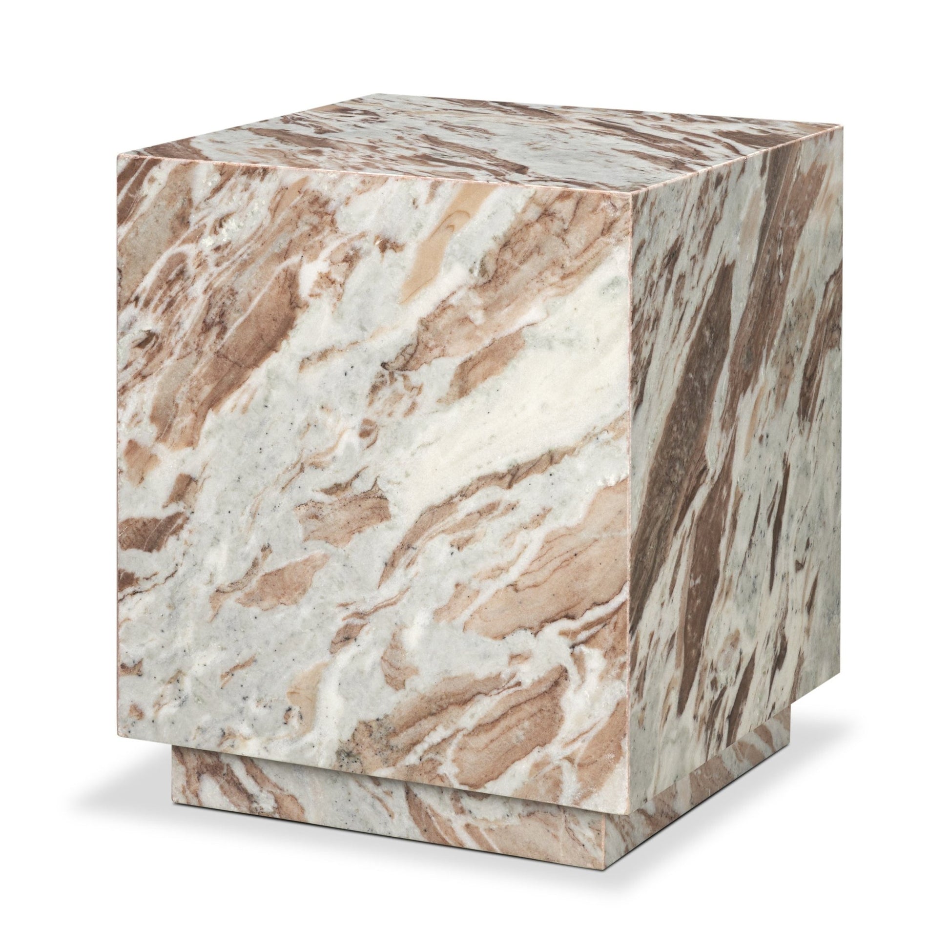 Matteo Solid Pink Marble Square Side Table - Central Designs
