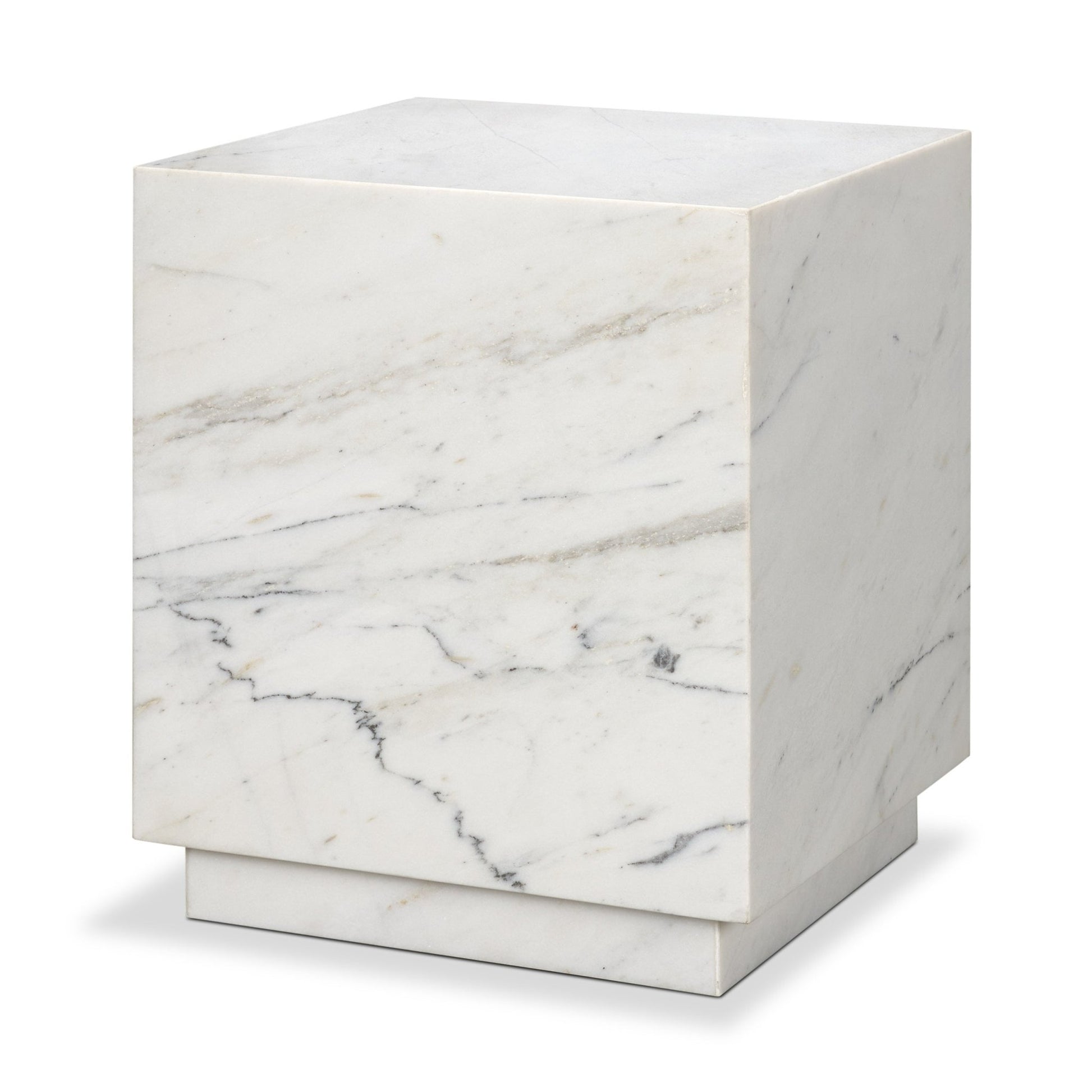 Matteo Solid White Marble Square Side Table - Central Designs