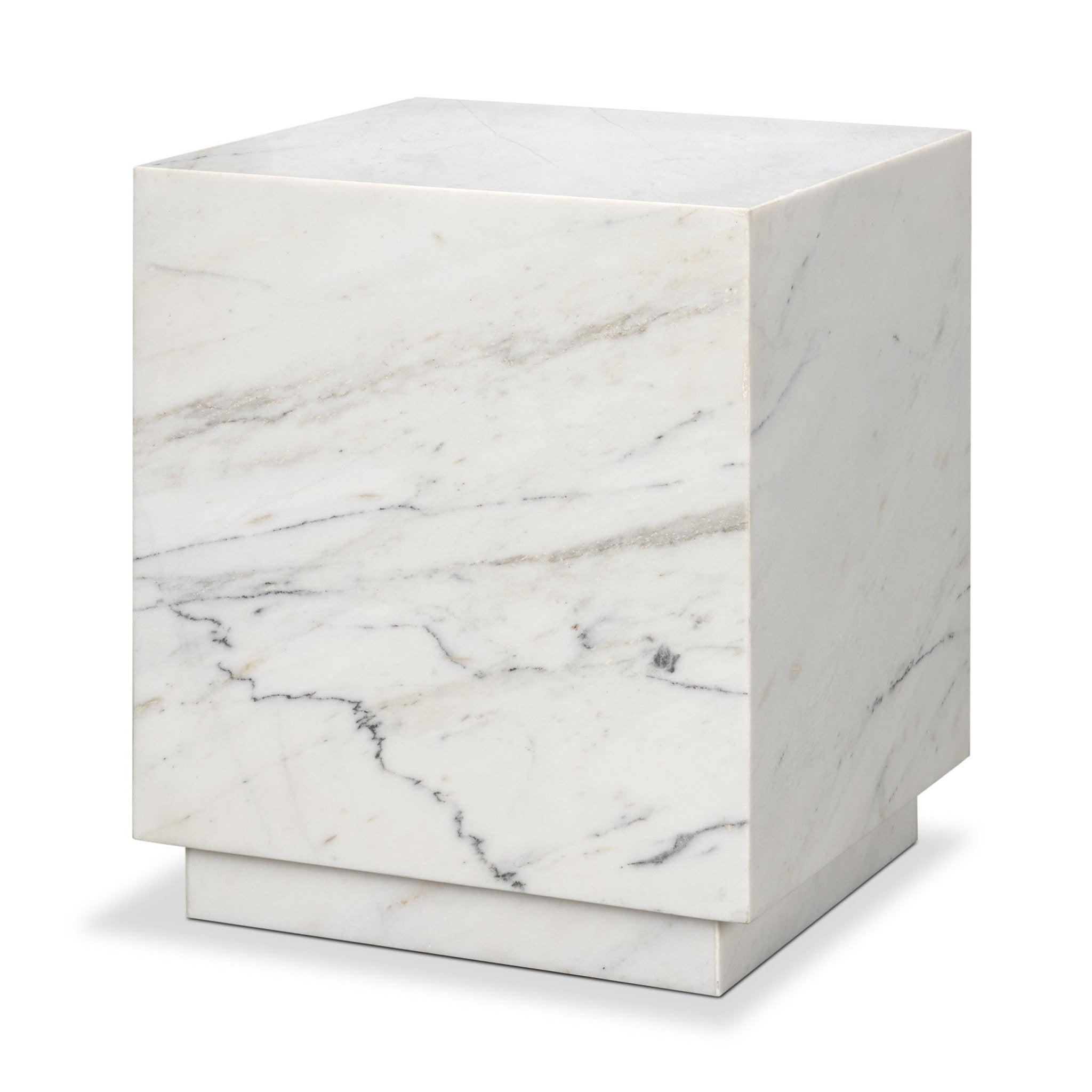 Matteo Solid White Marble Square Side Table - Central Designs