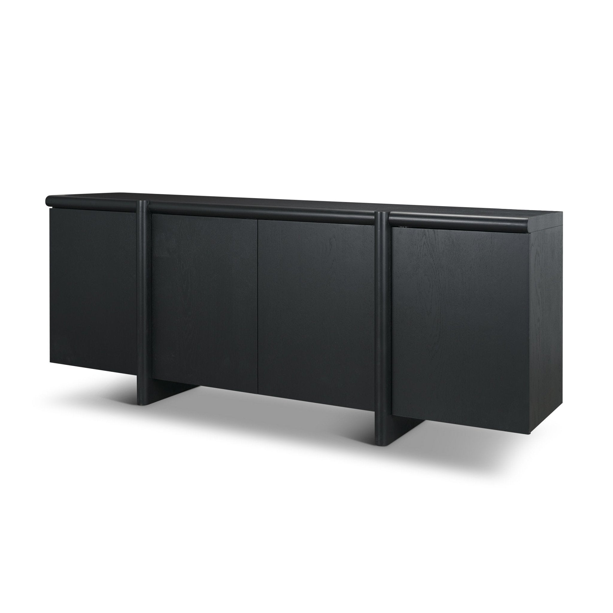 Rowan Black Oak Wood Closed 4 Door Sideboard - Central Designs