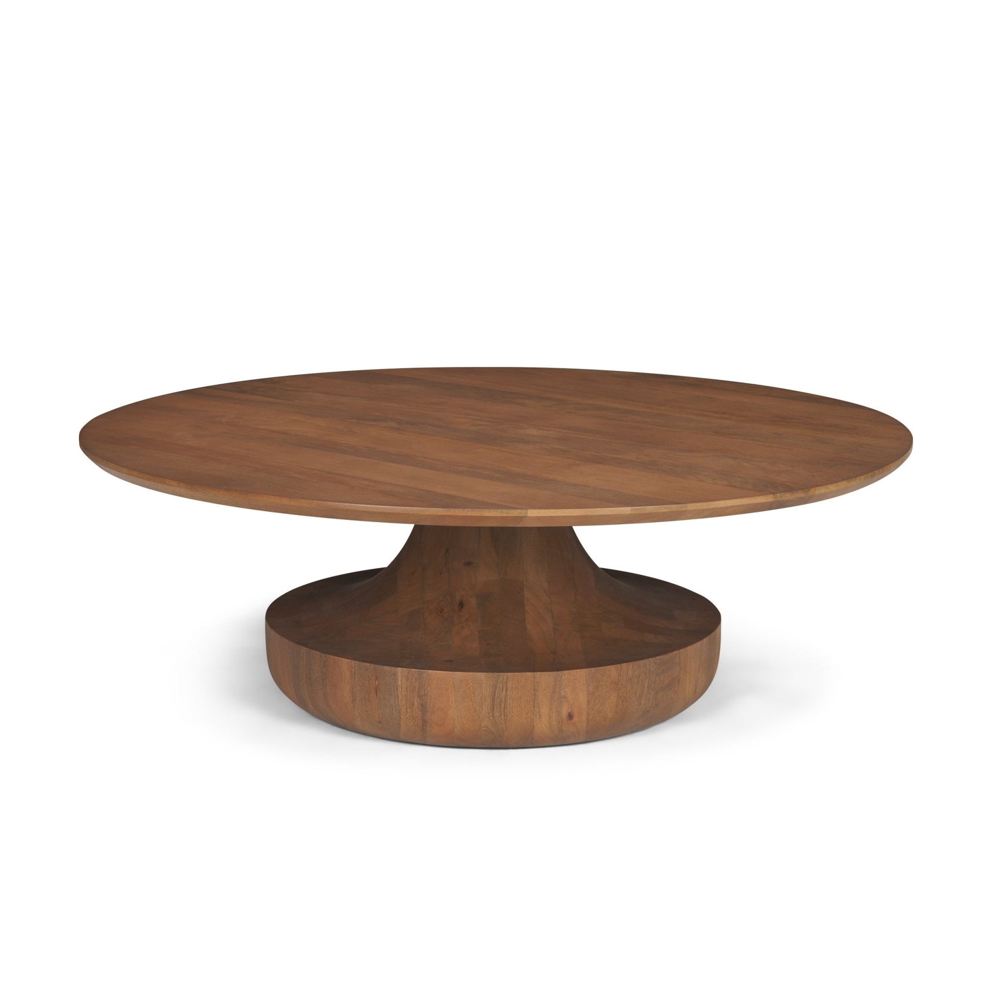 Arno Warm Mid - Brown Wood Sculptural Round Coffee Table - Central Designs