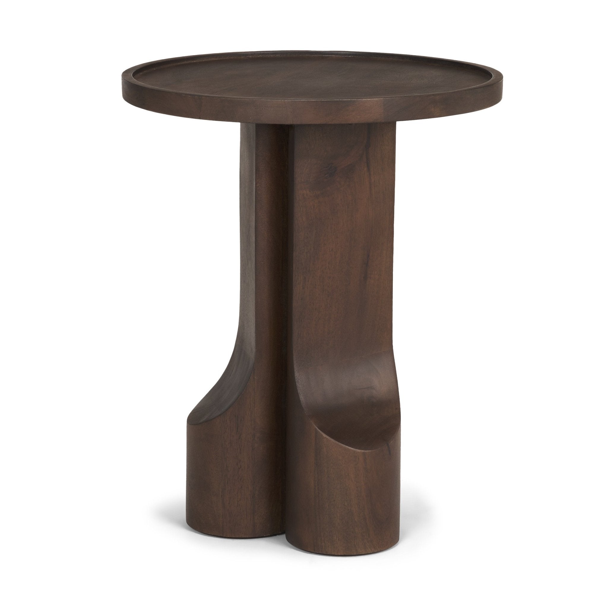 Cayson Dark Brown Sculptural Round Accent Table - Central Designs