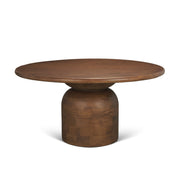 Atlas 60" Warm Mid - Brown Wood Stacked Pedestal Base Round Dining Table - Central Designs