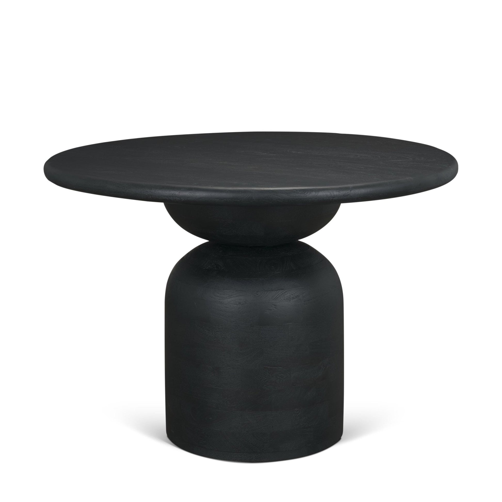 Atlas 42" Black Wood Stacked Pedestal Base Round Dining Table - Central Designs