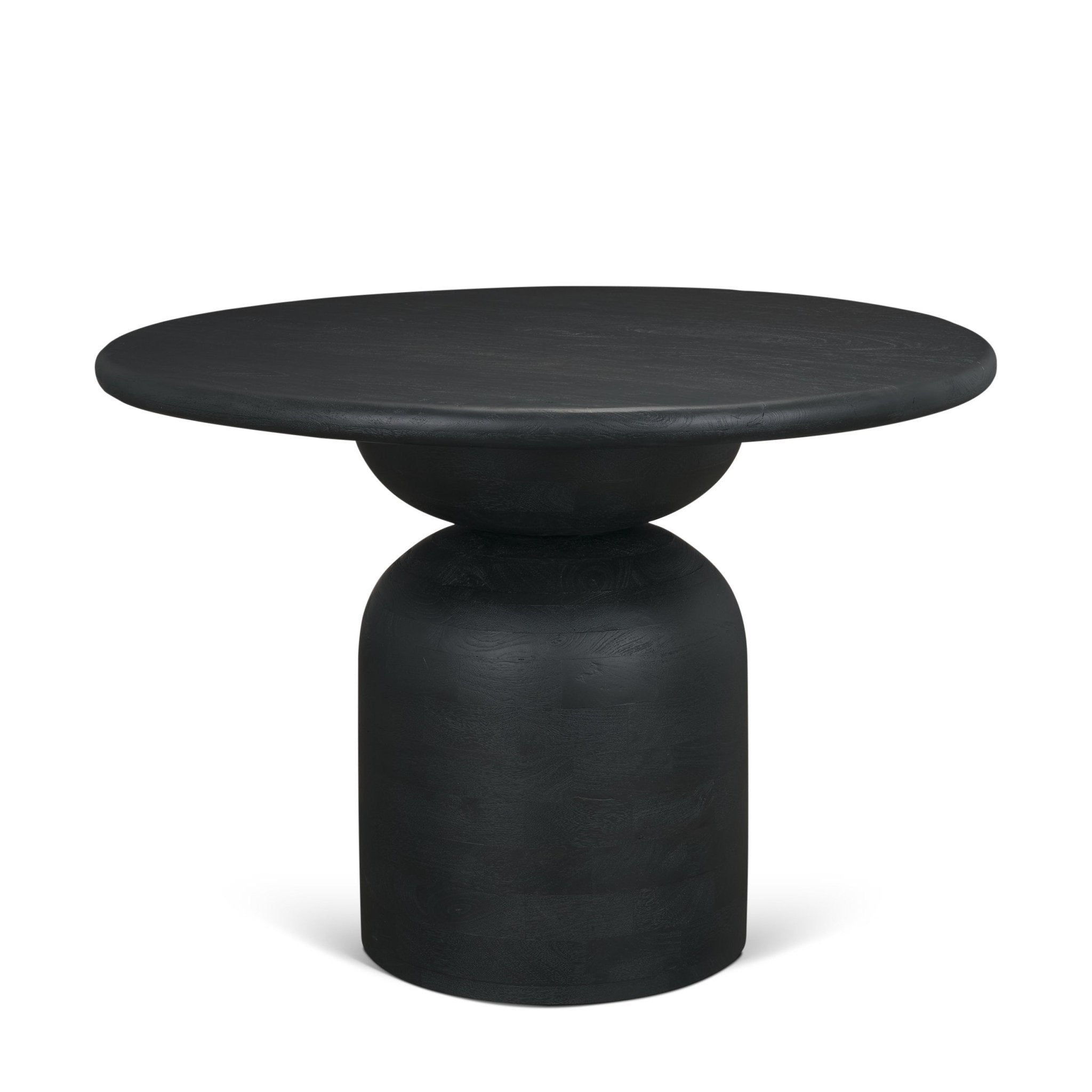 Atlas 42" Black Wood Stacked Pedestal Base Round Dining Table - Central Designs