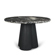 Marilyn Black Forest Marble Black Wood Pedestal Round Dining Table - Central Designs