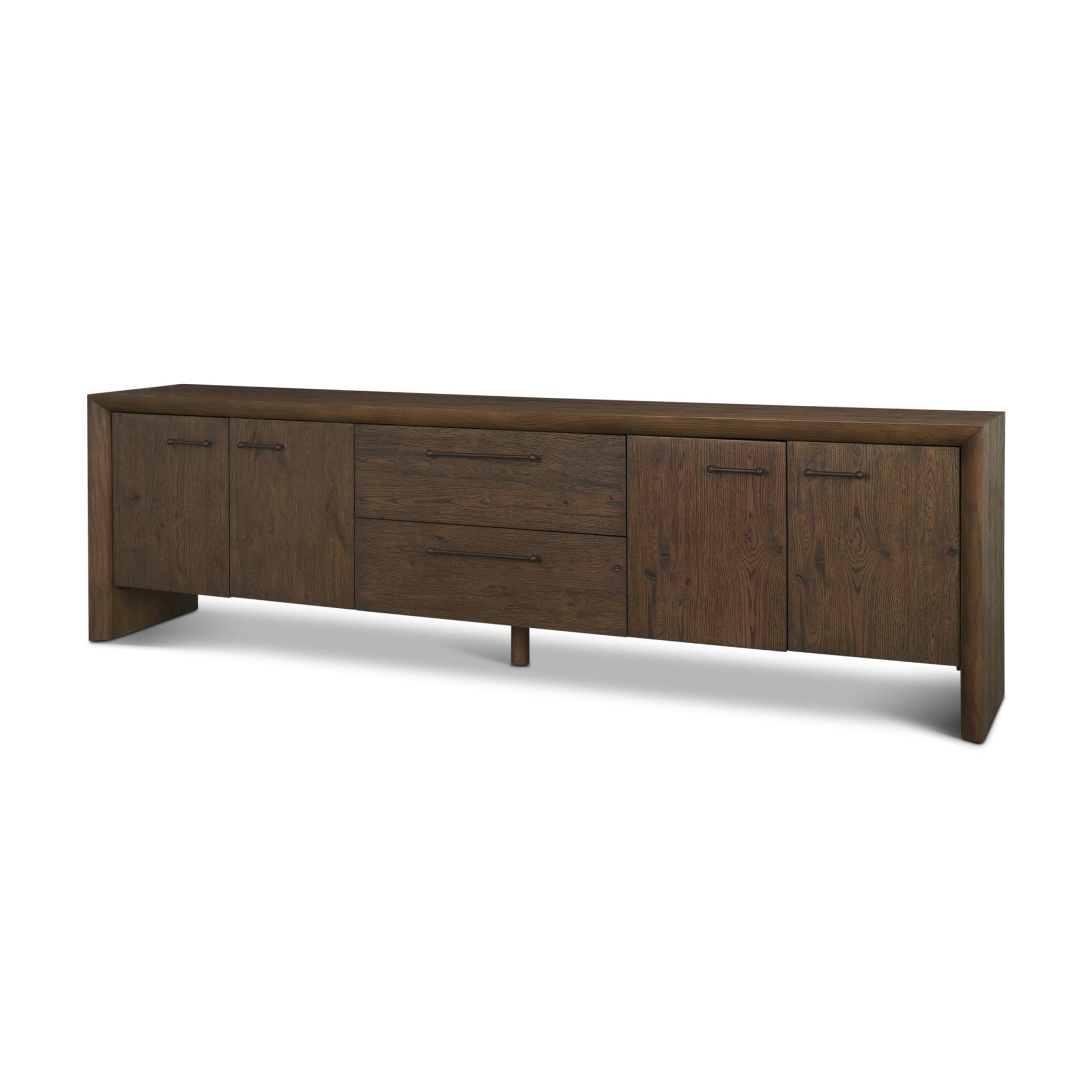 Belford 94" Dark Brown Oak Wood Media Console - Central Designs