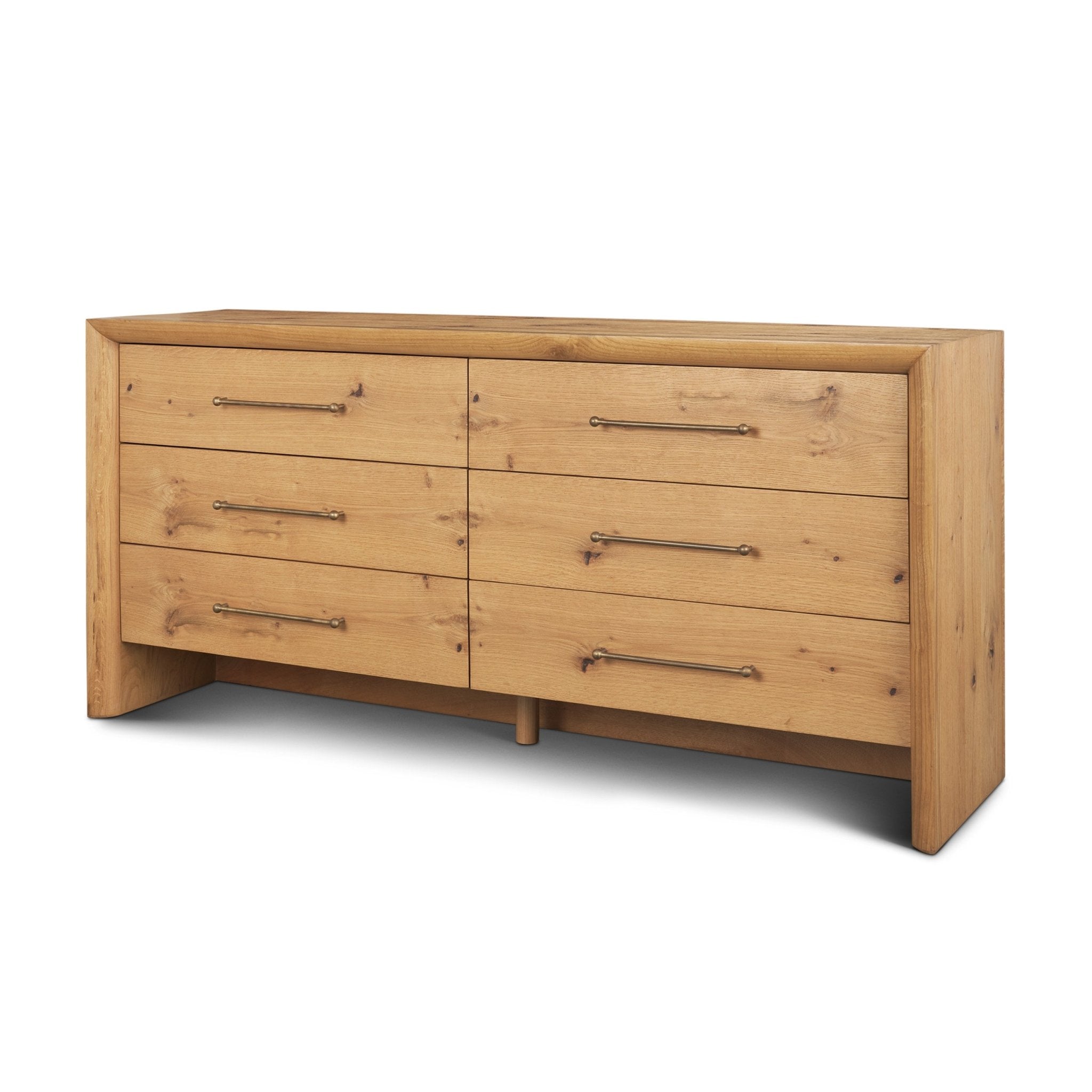 Belford 6 - Drawer Light Brown Oak Wood Dresser - Central Designs