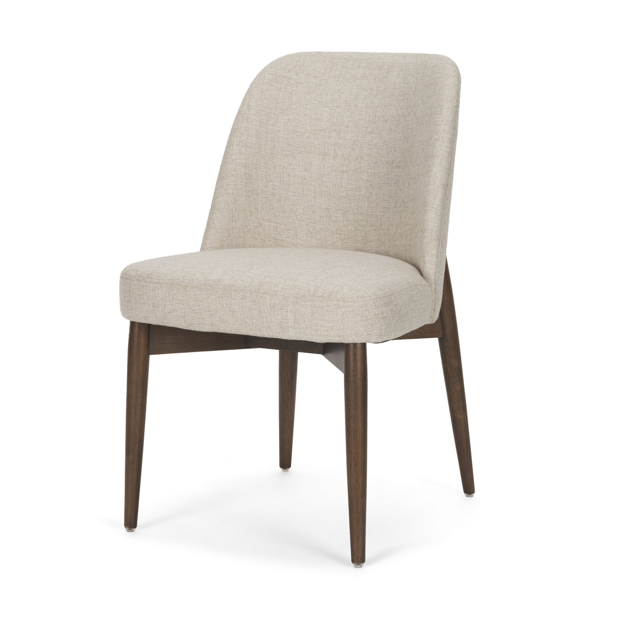 Abbie Curved Back Oatmeal Fabric Armless Dining Chair - Central Designs